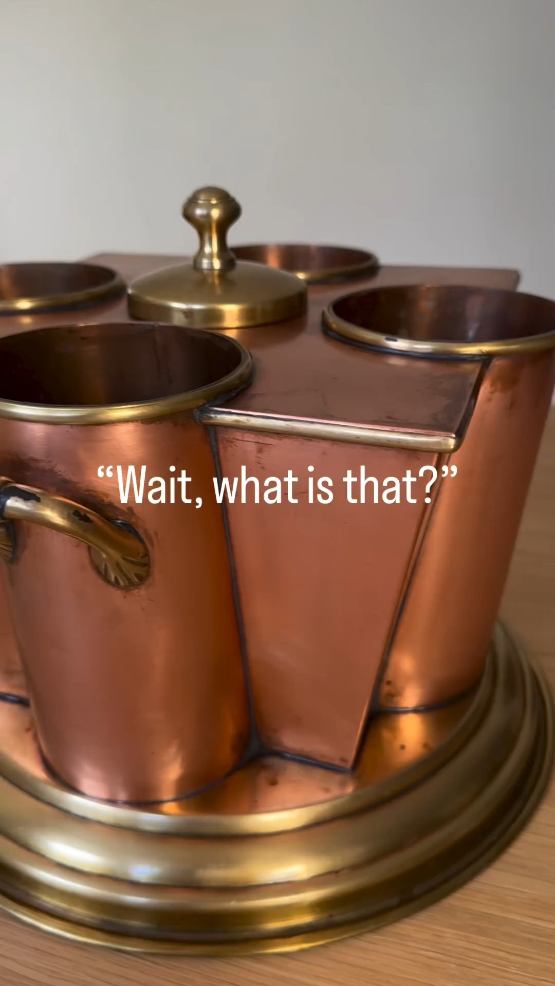 When I spotted this odd copper piece at an estate sale, I had no clue what it was. But it felt too interesting to leave behind.

Turns out…it’s a vintage wine chiller and my new favorite party trick.

Ice in the middle, bottles around the edge, and suddenly this “weird copper thing” becomes the star of the table.

Would you have snagged it or left it behind?

✨ Follow for more estate sale adventures, secondhand finds and antiques!

#ThriftyThursdays #Secondhand #Thrifted #FBMP #EstateSales #Sustainable #MoodyHome #Design #interiordesign #Styled #lovewhereyoulive 

Moody | Cozy | Cozy Interiors | Moody Aesthetic | Secondhand | vintage | home improvement | renovation | traditional | interior design | design inspo | home decor | antiques | thrifted finds | collected home | thrifting | affordable decor | DIY | facebook marketplace  | FBMP | estate sales | sustainable | upcycle | Nashville