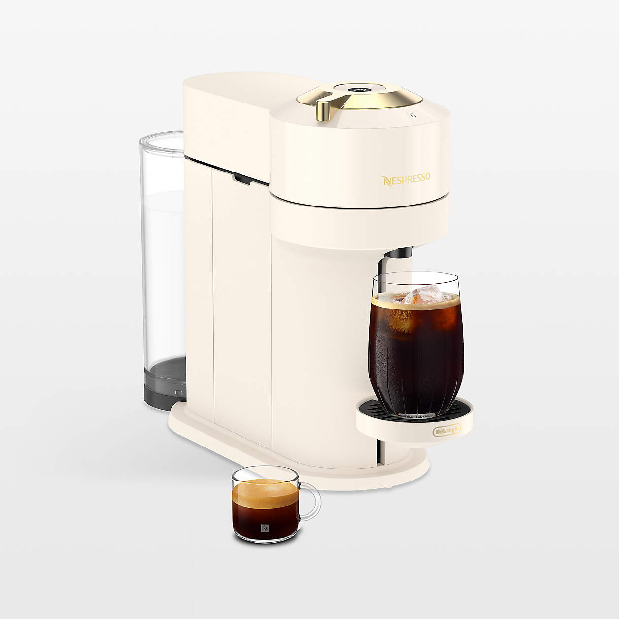 Nespresso by De'Longhi Creamy White with Gold Accent Vertuo Next Premium Coffee and Espresso Mach... | Crate & Barrel