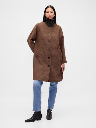 Wool-Blend Houndstooth Car Coat | Gap (US)