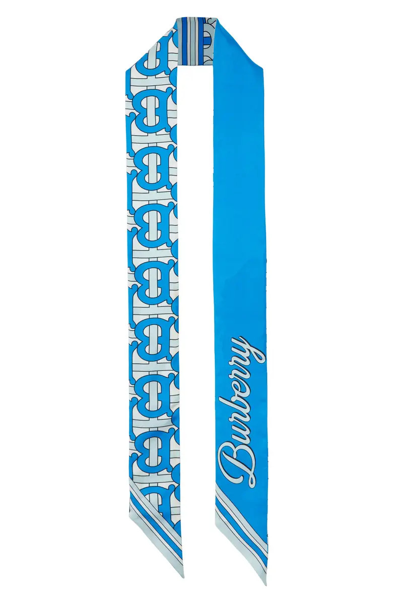 TB Monogram & Logo Print Silk Skinny Scarf | Nordstrom