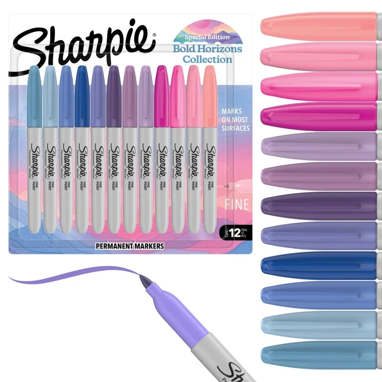 Sharpie Permanent Markers Bold Horizons Collection Sorbet Skies Assortment Fine Tip 12 Count | Walmart (US)