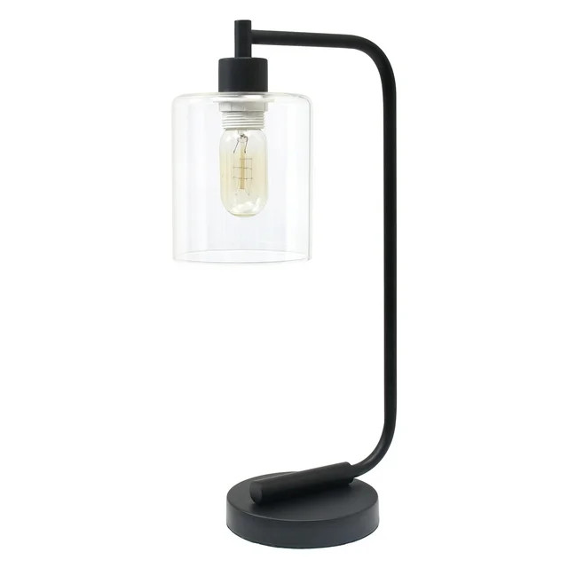 Simple Designs Metal 16" Industrial Desk Lantern in Black with Clear Shade | Walmart (US)