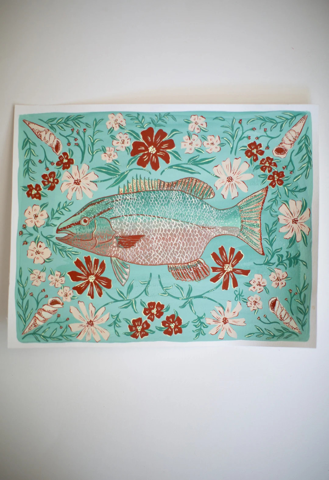 Coastal Botanical - Snapper - Original Gouache Painting on Paper - Etsy | Etsy (US)