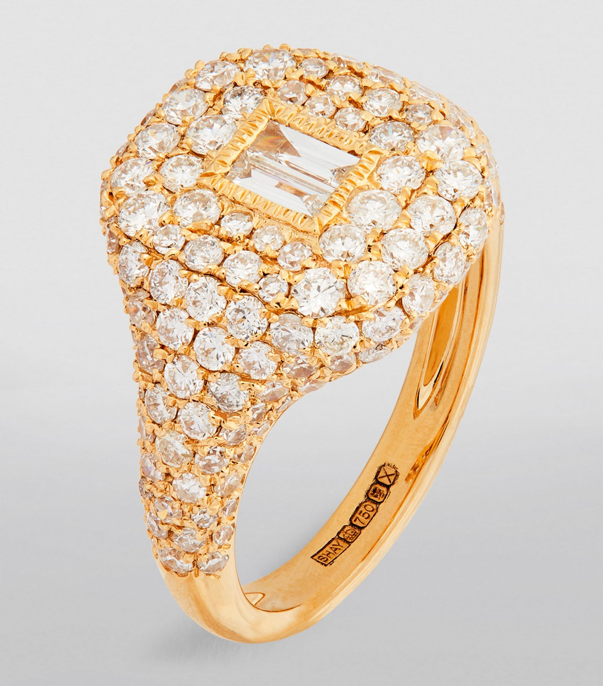 Yellow Gold and Diamond Pavé New Modern Pinky Ring | Harrods