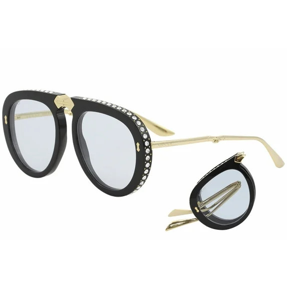 Gucci GG0307S GG/0307/S 002 Black/Gold Fashion Pilot Folding Sunglasses 56mm | Walmart (US)
