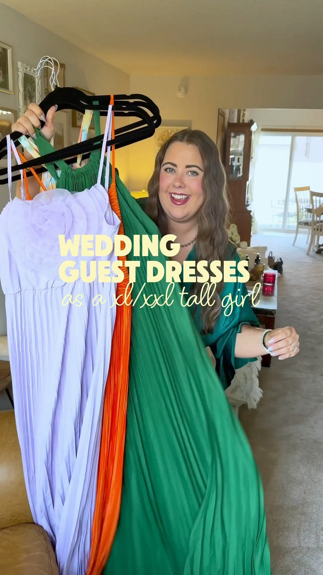 Colorful wedding guest dresses inspo! I’m 5’9 wearing XL in all besides the v-neck orange is XXL 💕✨

#LTKWedding #LTKMidsize #LTKTall
