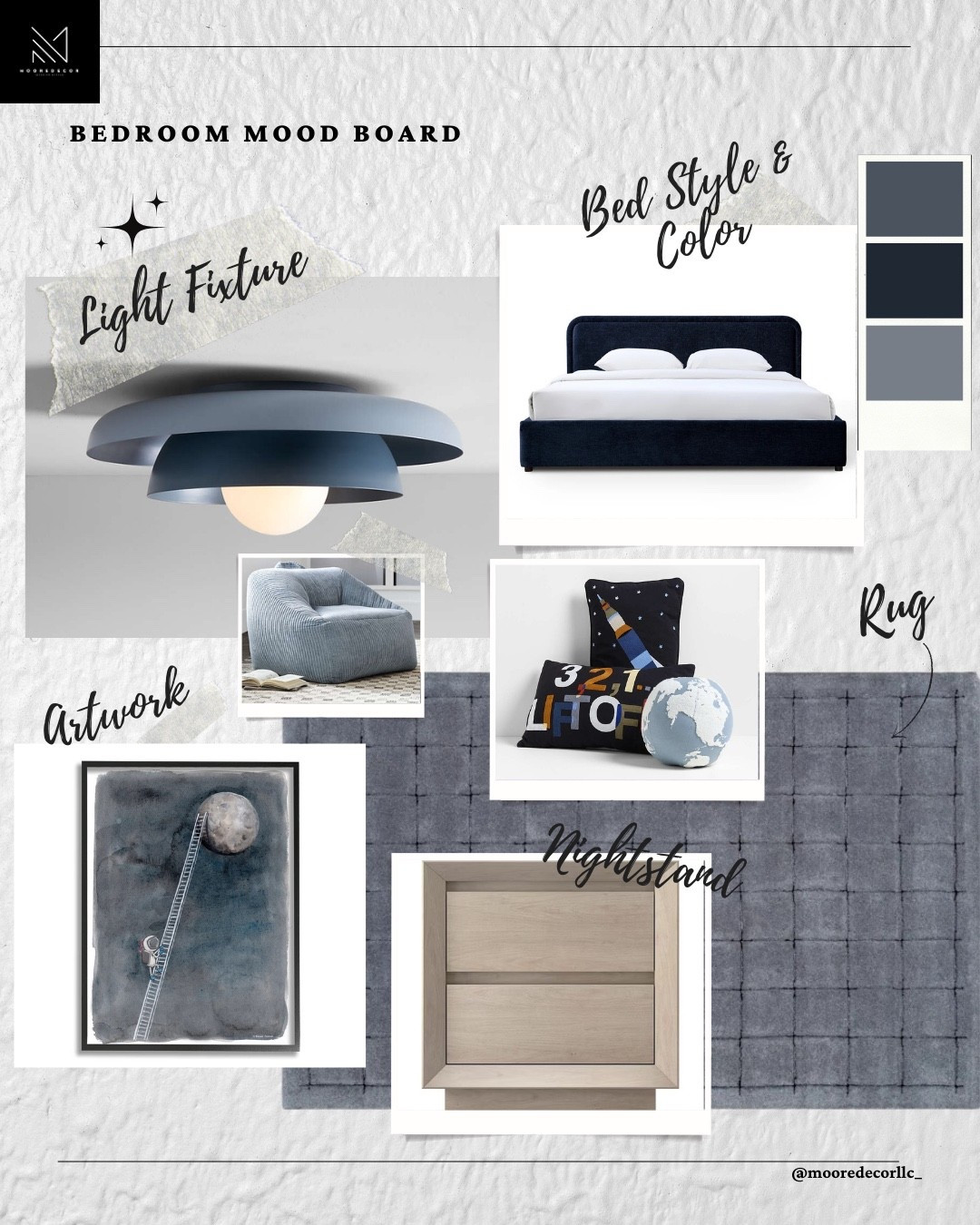 Modern Kids Bedroom Concept 🧸

This design balances playful elements with a calming color palette using navy, soft blues, and light wood tones.

The upholstered bed anchors the space while cozy accent seating creates the perfect reading corner. Pieces like these help a kids room feel fun but still timeless as they grow.

Shop the pieces that inspired this design below.

#LTKKids #LTKHome
