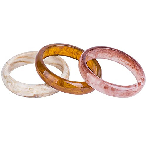 Caiyao 3Pcs Acrylic Resin Tortoiseshell Acetate Plate Cuff Wristbands Geometric Colorful Irregular Stackable Plastic Round Bangle Bracelet Jewelry for Women Teens-Wide | Amazon (US)