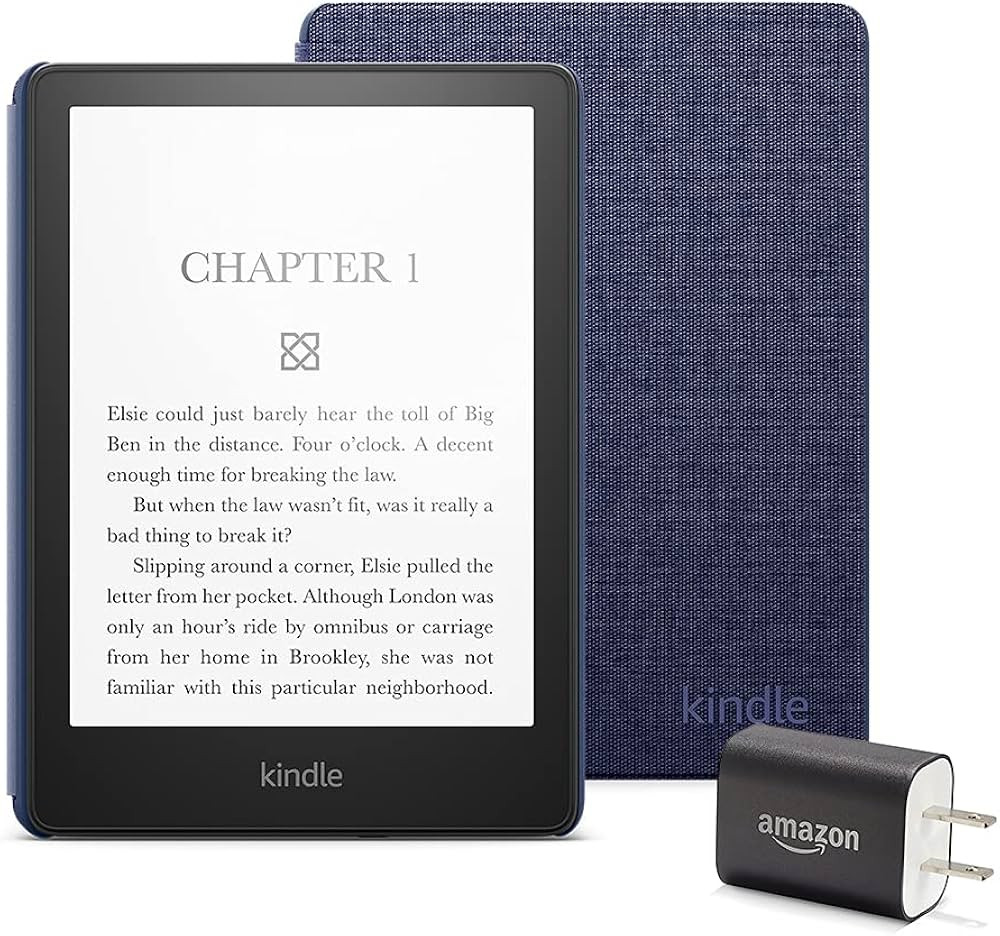 Kindle Paperwhite Essentials Bundle including Kindle Paperwhite (16 GB), Fabric Cover - Denim, an... | Amazon (US)