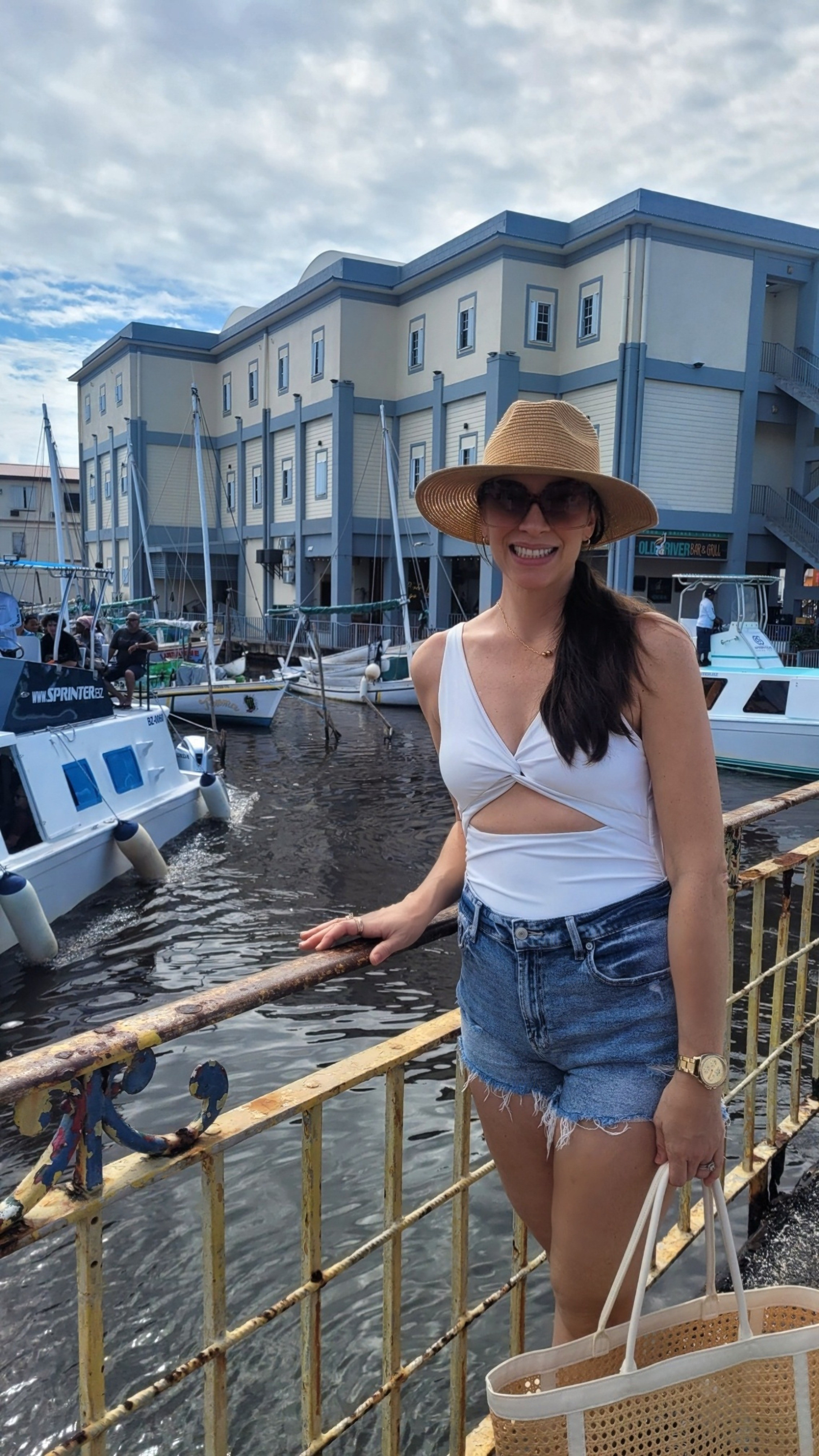 Belize port day outfit 🌴⚓️Easy + breezy for exploring by the water. I wore my white one-piece swimsuit as a bodysuit with cut-off denim shorts — comfortable, flattering, and perfect for warm Caribbean days. Finished it off with a straw hat, gold jewelry, and my go-to tote for sunscreen + essentials. This is one of those outfits that works for sightseeing, grabbing lunch, or heading back to the ship without changing.✨ Shop the look below ✨#LTKtravel#LTKcruise#CruiseStyle#WesternCaribbean#BelizeTravel#PortDayOutfit#CruiseOutfits#VacationStyle#ResortWear#WarmWeatherStyle#MomStyle#EffortlessStyle#CapsuleWardrobe#BeachToTown#SummerOutfits#TravelOutfitInspo#WhatIWore#CruiseLife

#LTKootd #LTKOver40