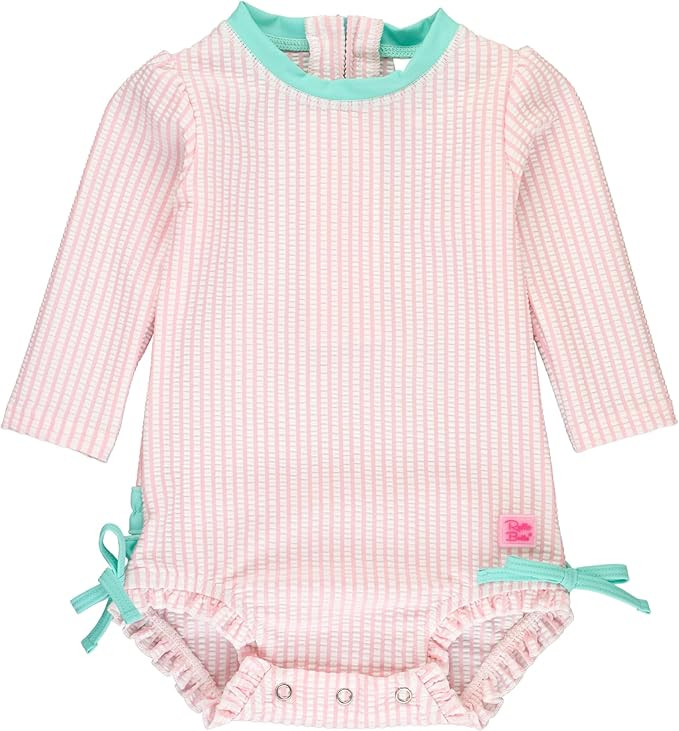 RuffleButts Baby/Toddler Girls Seersucker Long Sleeve One Piece Rash Guard Swimsuit with UPF 50+ ... | Amazon (US)