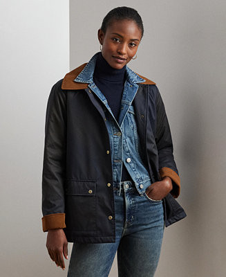 Women's Cord-Collar Waxed Jacket | Macy's