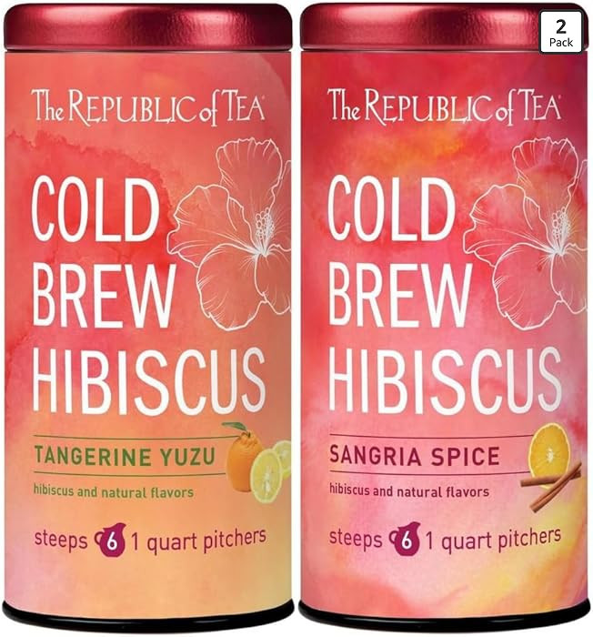 The Republic of Tea - Cold Brew Iced Tea Bundle - Hibiscus Sangria and Tangerine Yuzu - 12 Quart-... | Amazon (US)