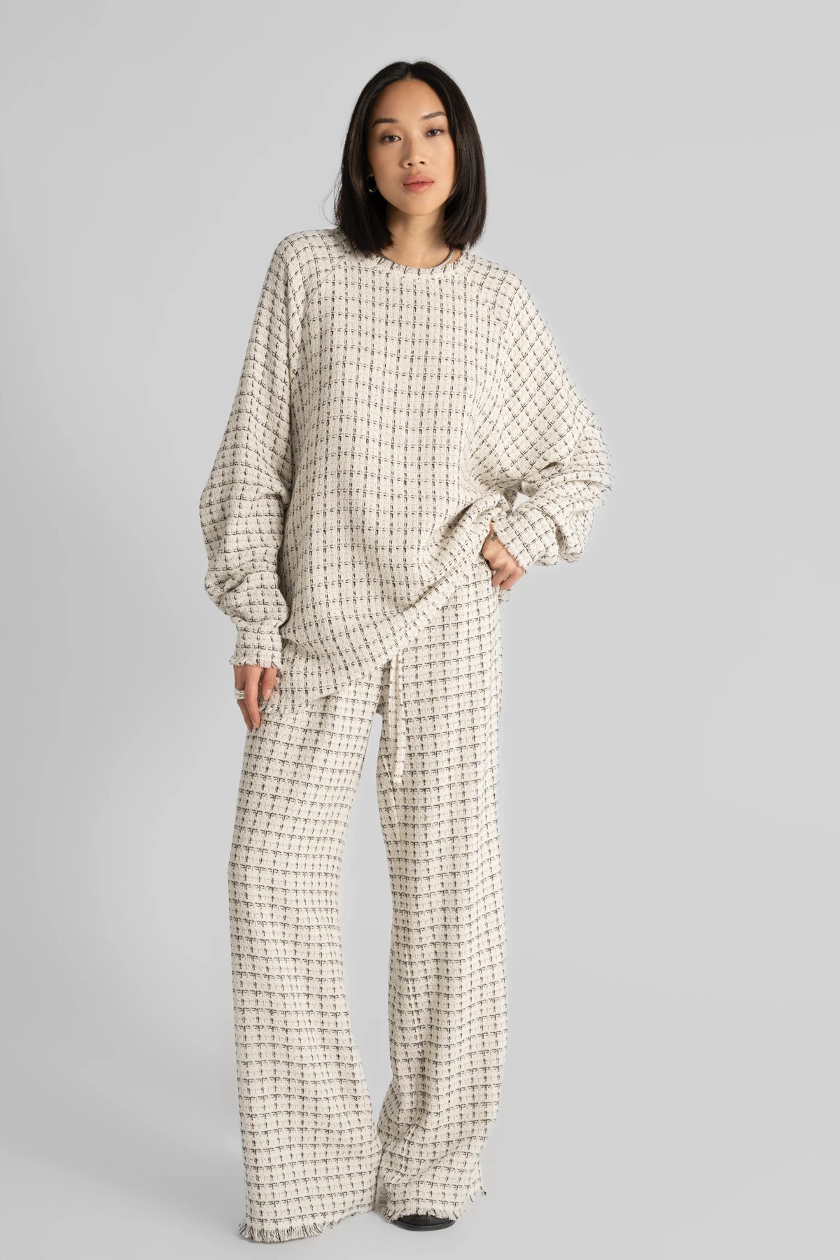 SOPHL Sweater Checked | black palms