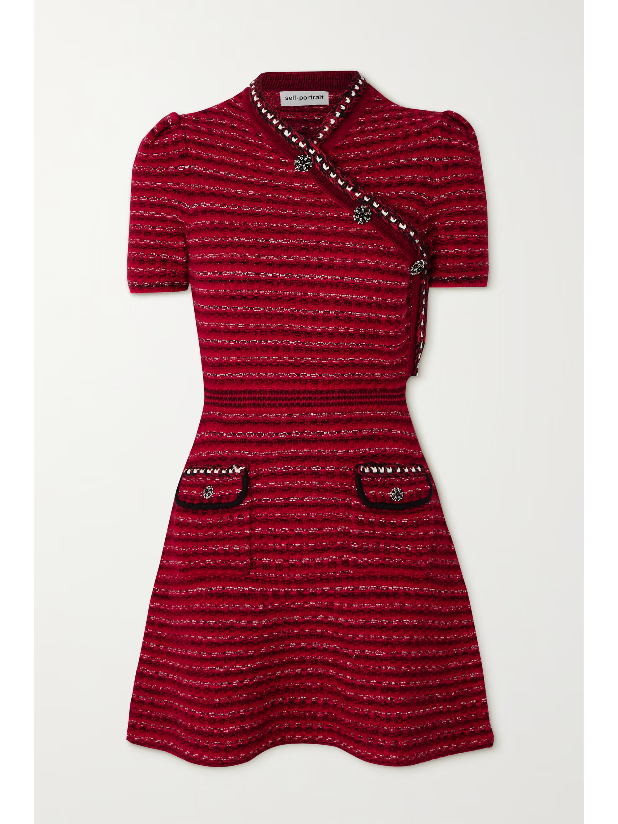 Embellished striped wool and cotton-blend mini dress | NET-A-PORTER (UK & EU)
