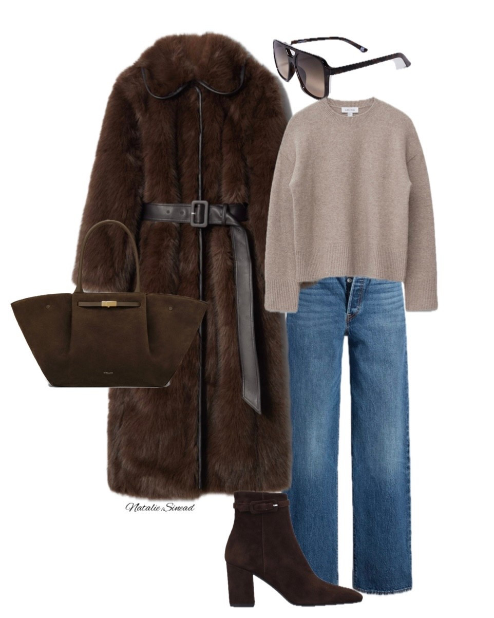 Faux fur jacket/coat styling for that everyday look.
Have paired with suede heels and a cosy knit. 

Espresso brown, Levi jeans, aviators, winter outfits, Autumn outfits, ankle boots, boots, jeans

#LTKjeans #LTKwinter #LTKautumn