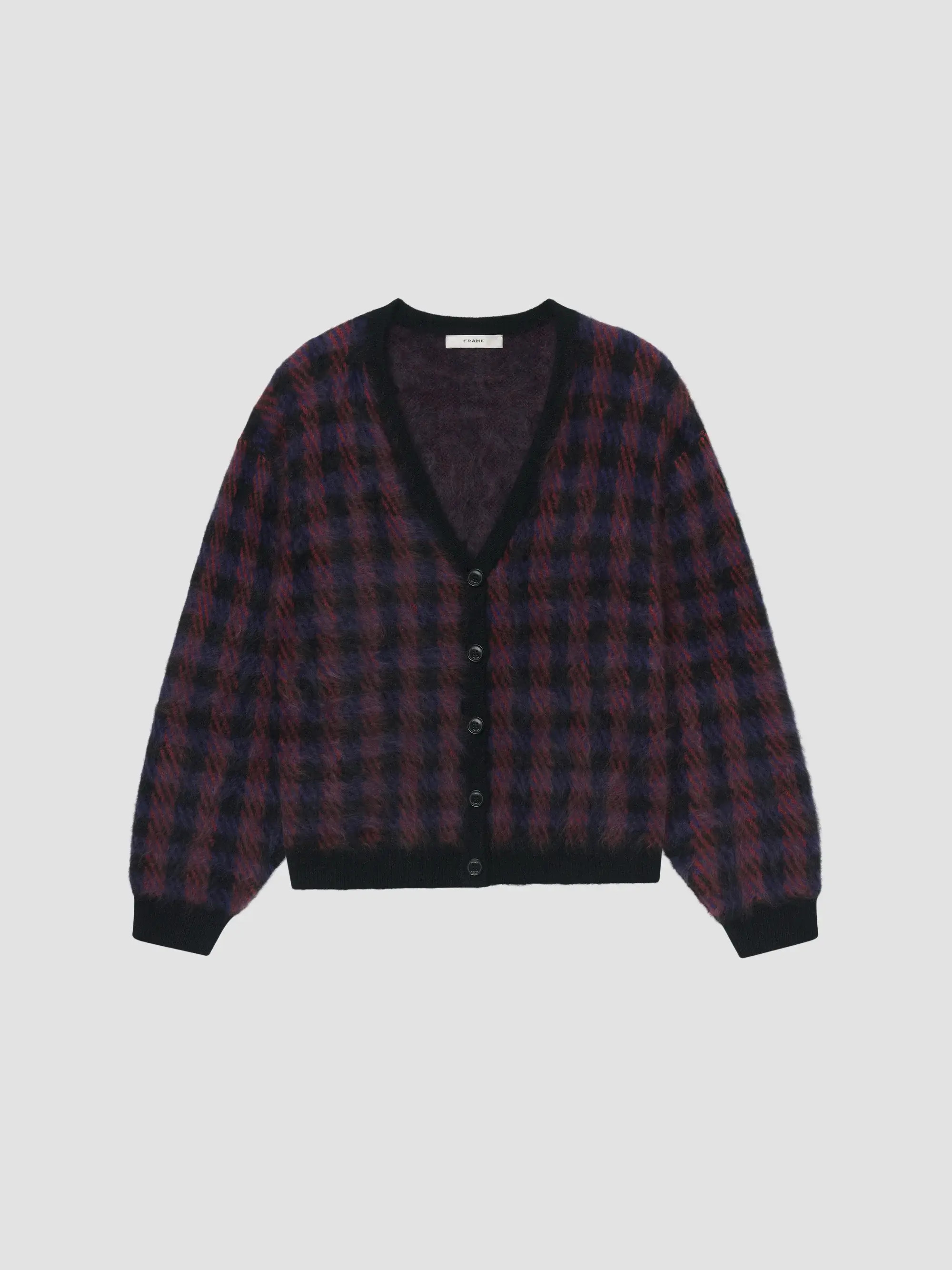 FRAME Brushed Houndstooth Wool-Cashmere Cardigan | Saks Fifth Avenue | Saks Fifth Avenue