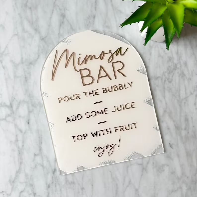 mimosa bar arch table sign | mimosa bar sign | modern script acrylic wedding sign | bar signs | w... | Etsy (US)