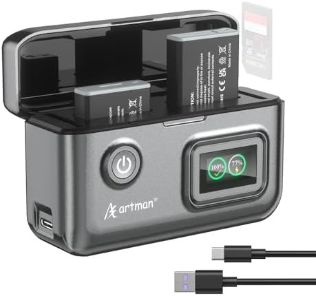 Artman 2-Pack NB-13L Battery 1700mAh and 2-Slot LCD Display Charger for Canon PowerShot G7 X Mark... | Amazon (US)