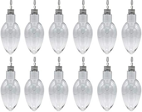 12 Pack - 5.5 Inch Long Christmas Light Bulb Ornament, Clear Plastic Fillable DIY Light Bulb w/Sc... | Amazon (US)