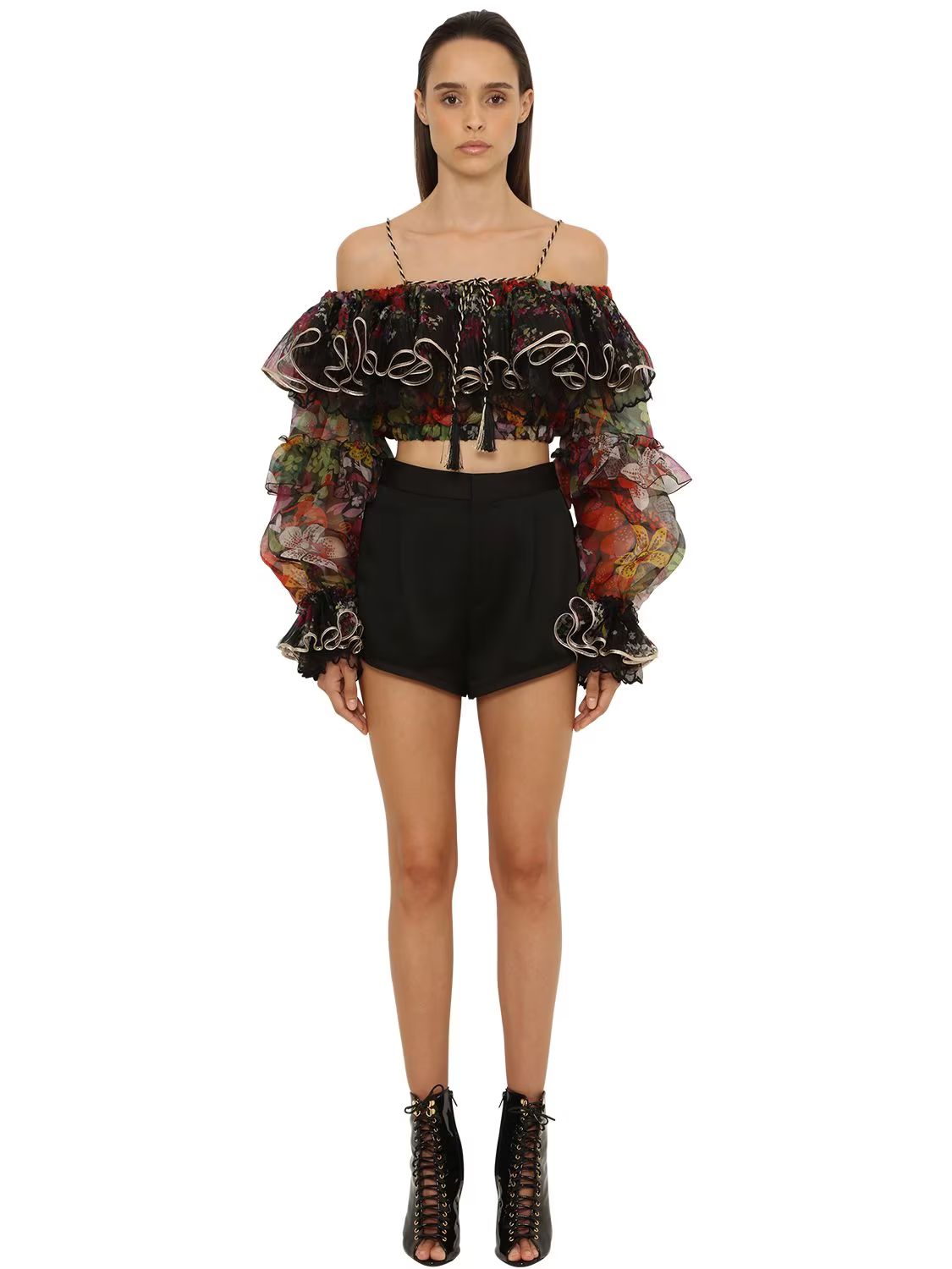 Printed Organza Crop Top | Luisaviaroma