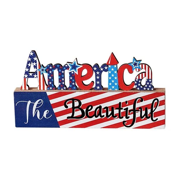 Patriotic Table Decoration 4th of July Wooden Table Centerpiece Independence Day Wood Letter Sign... | Walmart (US)