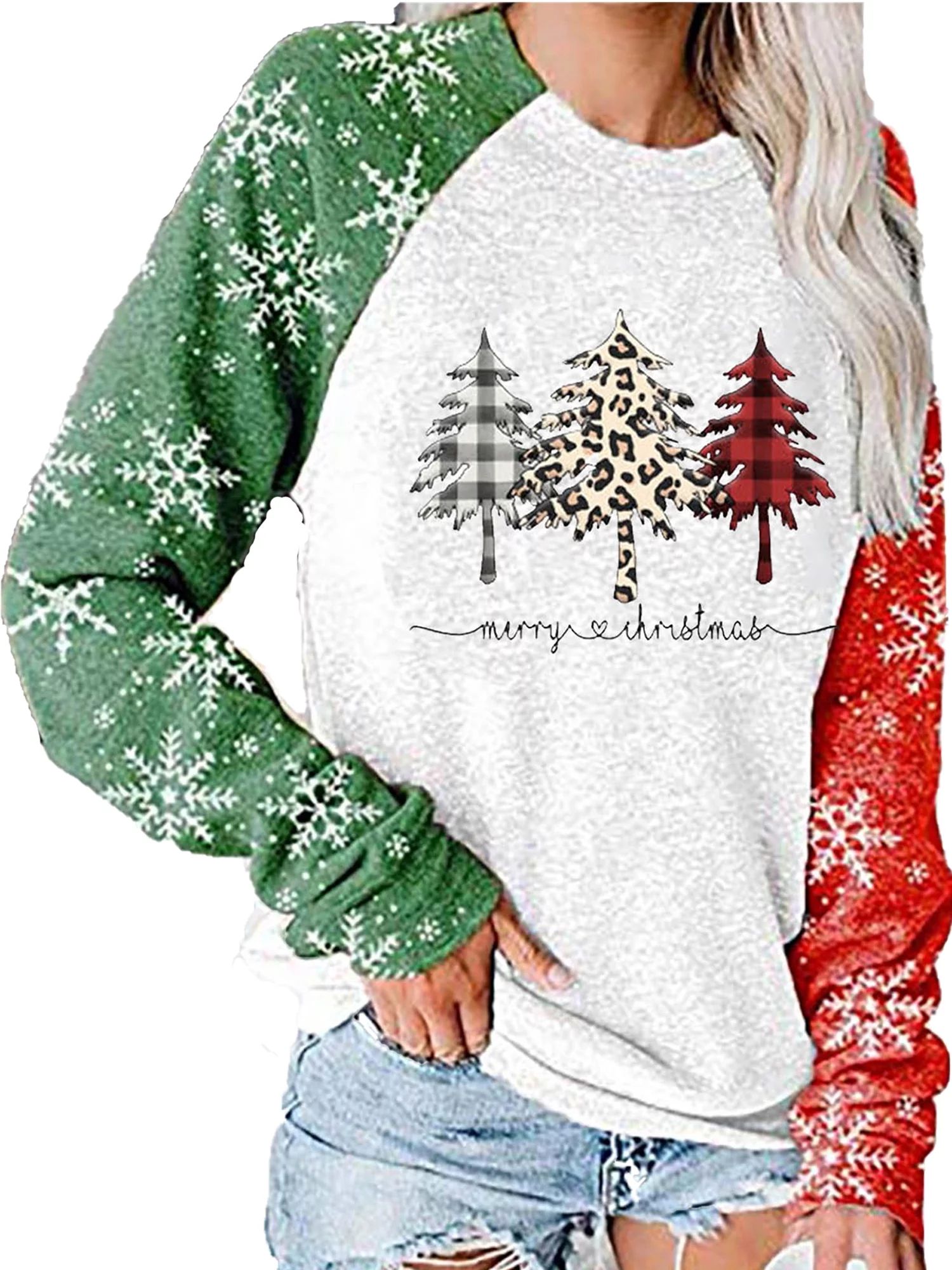 Autumn Winter Christmas Sweatshirt Holiday Pullover Tops for Ladies women Long Sleeve Tee Top T S... | Walmart (US)
