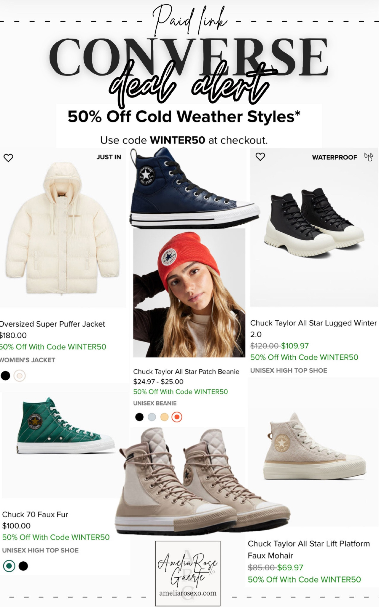 Converse 50% off winter sale!! Use code winter50 at checkout!! Works on top of sale prices too 👏 men and kids also available in this sale!! 

#LTKshoecrush #LTKSeasonal #LTKsalealert