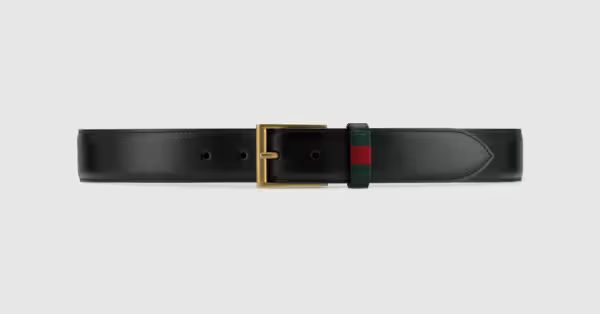 Leather belt with Web | Gucci (US)