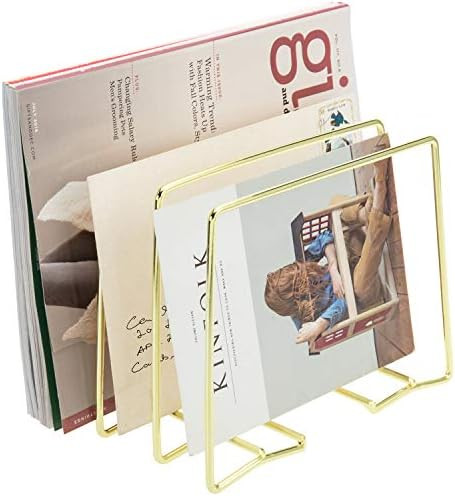 MyGift 3-Slot Modern Tabletop Brass Plated Metal Wire Magazine Holder, Mail Sorter, and File Fold... | Amazon (US)