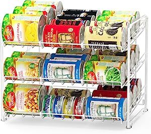 SimpleHouseware Stackable Can Rack Organizer, White | Amazon (US)