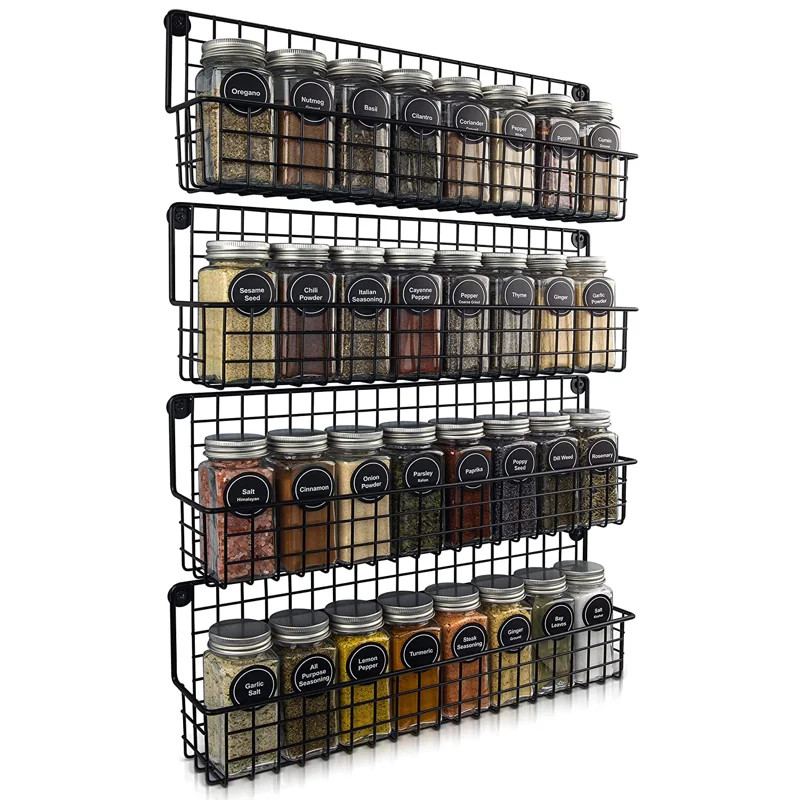 Farmhouse Style Hanging Spice Racks For Wall Mount - Easy To Install Set Of 4 Space Saving Racks ... | Wayfair North America