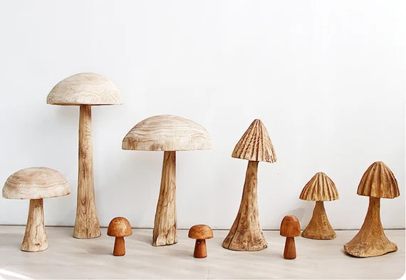 Hand Carved Wood Mushrooms. Mushroom Sculpture. Wooden - Etsy Canada | Etsy (CAD)