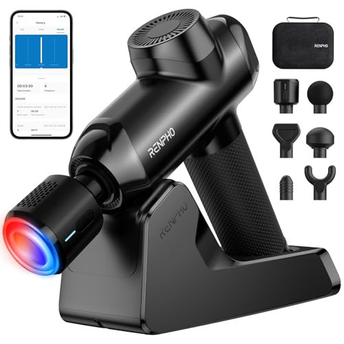 RENPHO Power Massage Gun Deep Tissue, Percussion Muscle Massage Gun for Athletes, Powerful Portable Electric Handheld Deep Tissue Massager Gun, LED Touch Display (Power+ THERMACOOL Deluxe) | Amazon (US)