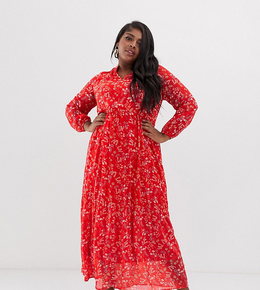 Vero Moda Curve tiered floral maxi dress-Multi | ASOS (Global)