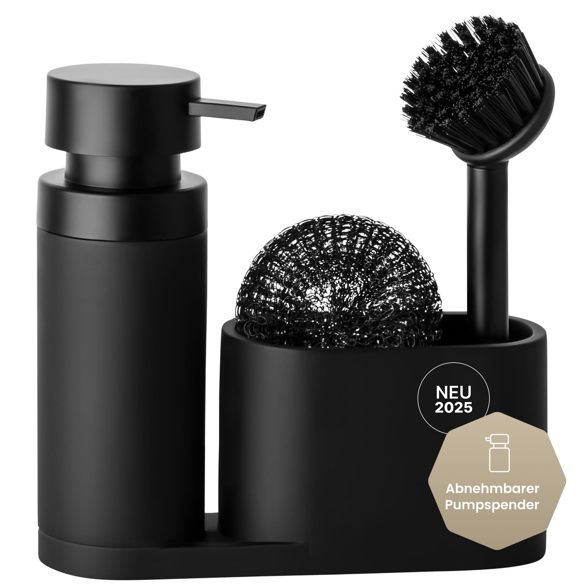 Design Spülbecken Organizer mit entnehmbaren Spülmittelspender Spülbürste und Schwamm - Küch... | Amazon (DE)