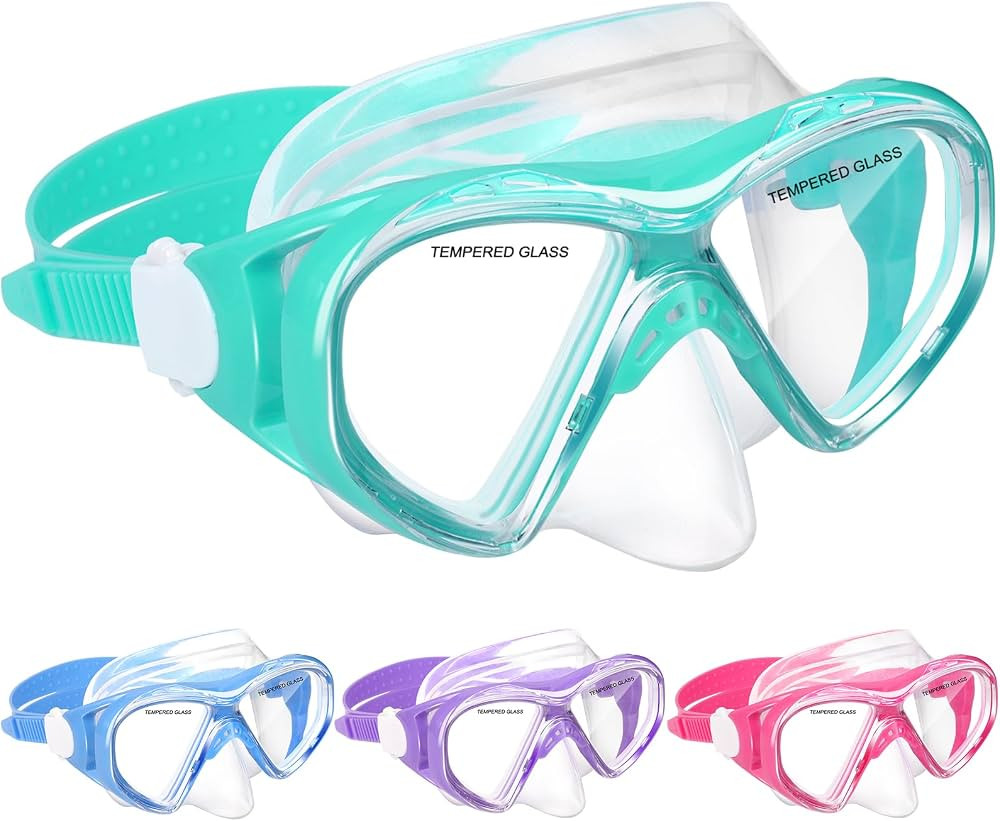 Kids Swim Goggles Snorkel Diving Mask for Boys Girls Ages 5-15, Two-Color Anti-Fog Swimming Goggl... | Amazon (US)