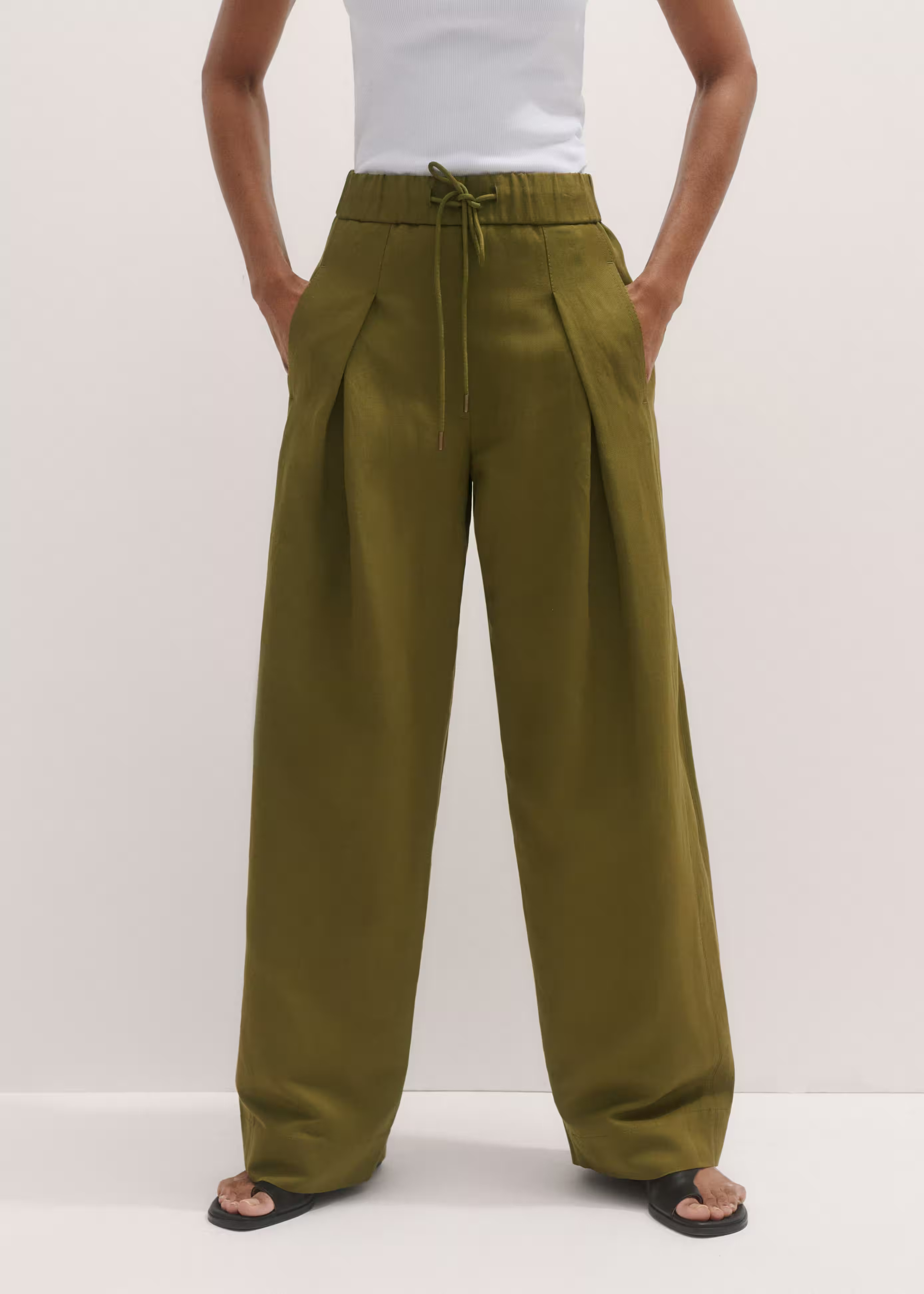 Relaxed Tapered Pant Fluid Linen-Blend Twill | ME+EM US