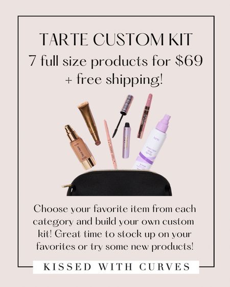 Tarte Custom Kits! 7 full size products for only $69 + free shipping! Choose your favorite item in each category and build your own custom kit! Great time to stock up on favorites or try some new products! My favorite Tarte tubing mascara and Tarte juicy lips are both included along with the eyeliner I use daily. Also some great small eyeshadow palettes to choose from that are great for travel. Makeup brushes included too! So many great everyday essentials to choose from at such a great price!

Tarte makeup, beauty gift guide, everyday makeup, beauty essentials, makeup essentials


#LTKSaleAlert #LTKFindsUnder100 #LTKBeauty