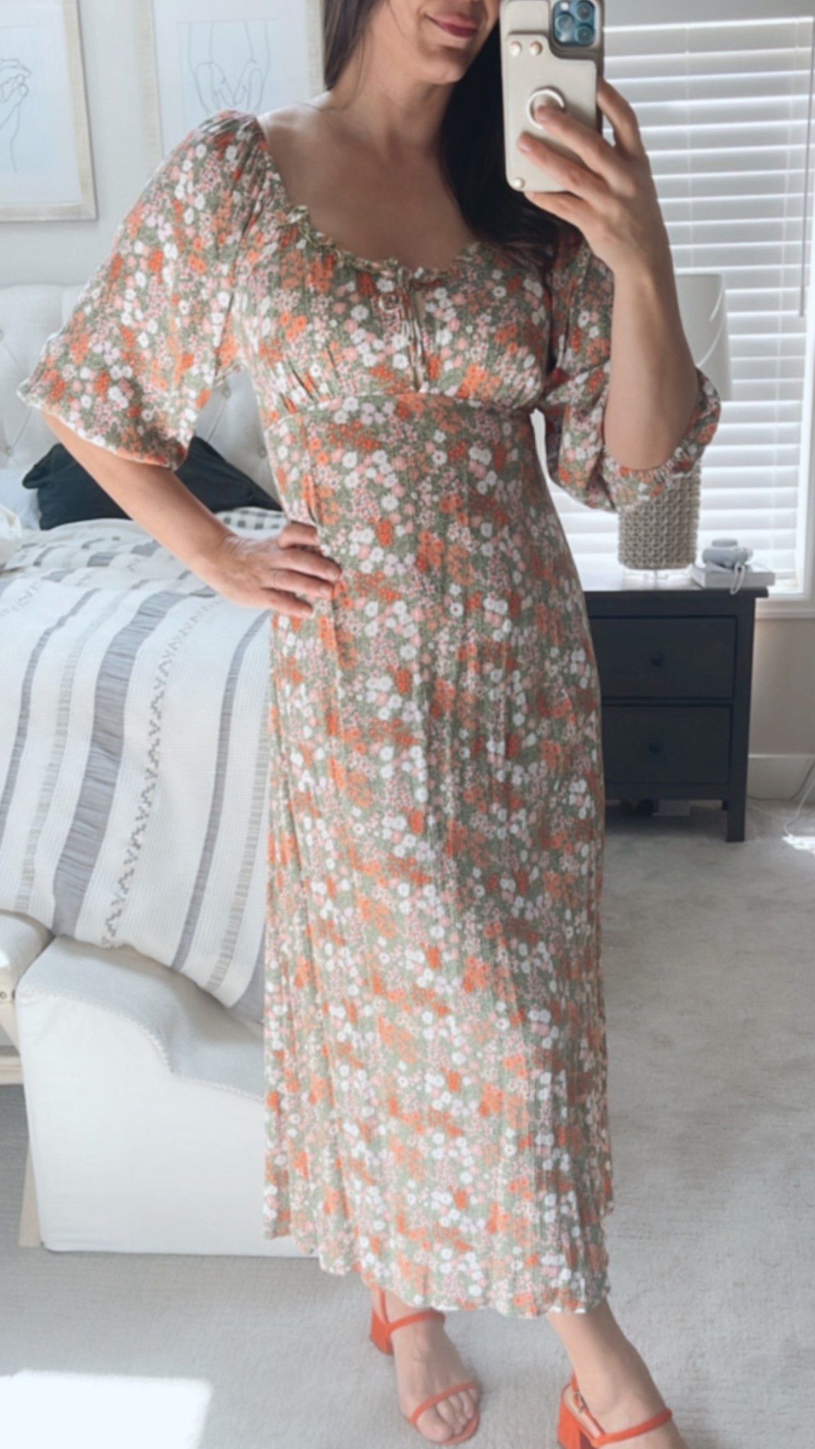 Coral and floral for Spring! As a mom midi length dresses are a must for running after kiddos and bending down and all the things 😆 this was comfy and perfect for Mothers Day. 

#springdress #springwedding #weddingguest #springparty #floraldress #spring

#LTKBump #LTKSeasonal #LTKOver40