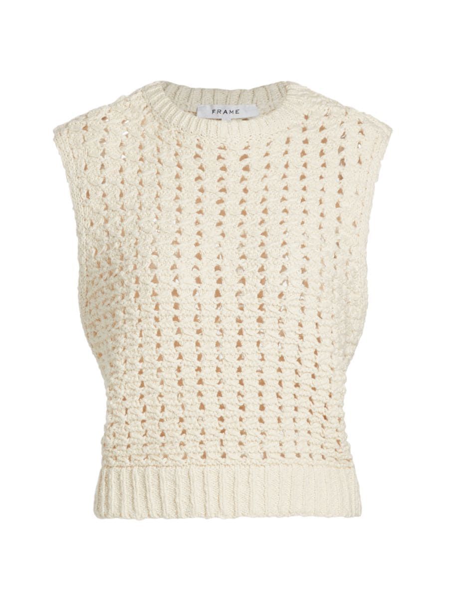 Cotton Crochet Sleeveless Sweater | Saks Fifth Avenue