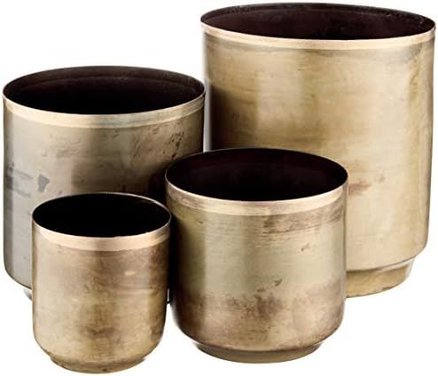 KALALOU NDE1090 Set of Aged Finish Metal Flower Pots, One Size, Brass | Amazon (US)