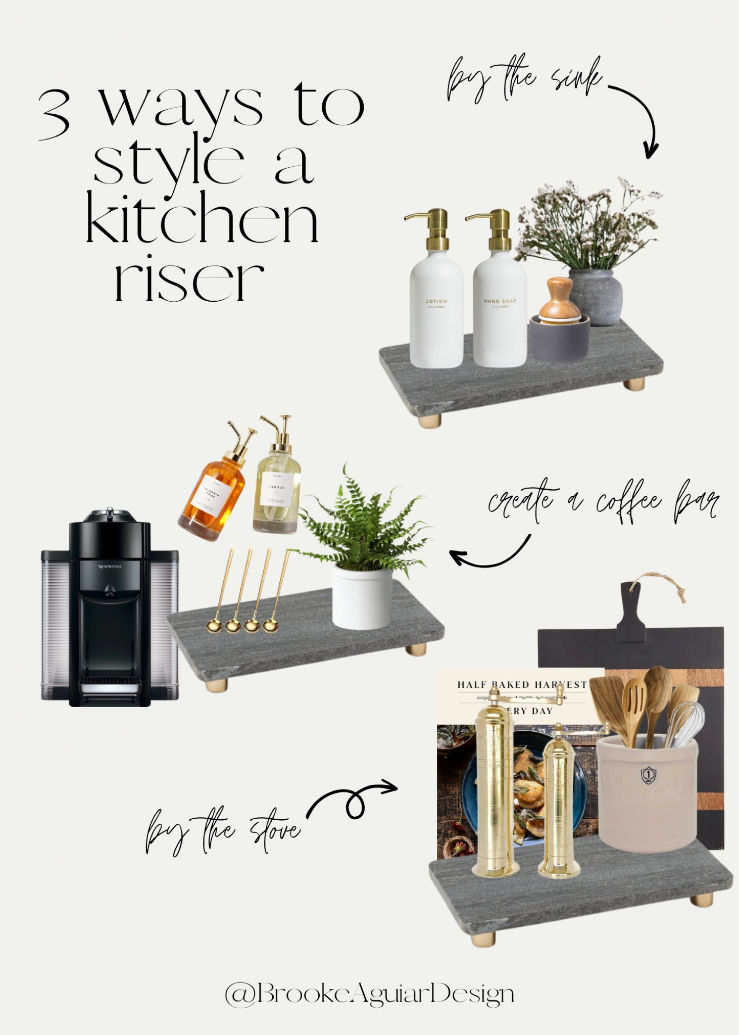 Adding a riser under smaller kitchen items creates a vignette and reduces visual clutter while adding style! This tray is finally back in stock and provides great contrast against light countertops. All styled with Target & Amazon finds! 

#LTKstyletip #LTKhome