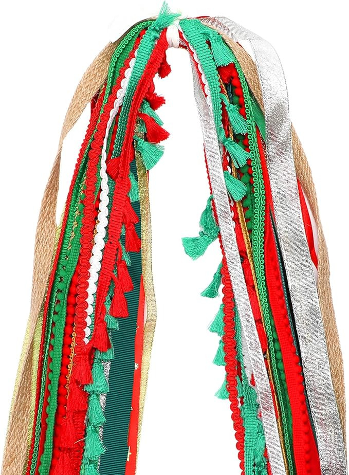 30 Pcs 32.81 yd Christmas Ribbon for Crafts Gift Wrapping Holiday Ribbons Fabric Ribbon Fringe Tr... | Amazon (US)