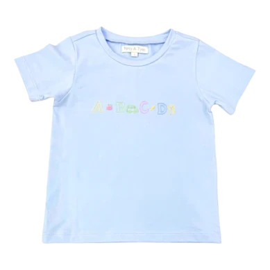 Percy & Tyne Baby Blue Knit w/ ABC SS Embroidered Tee | Persnickety