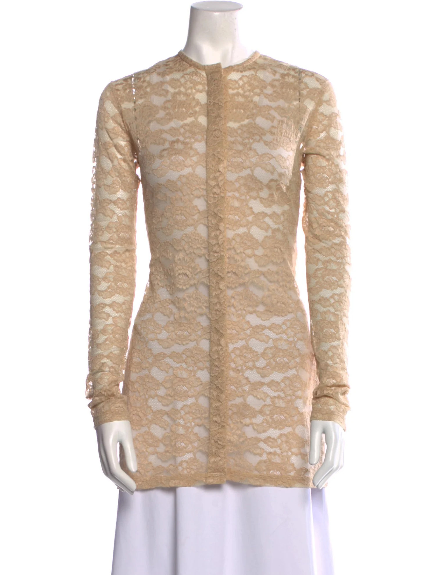 Lace Pattern Crew Neck Blouse | The RealReal