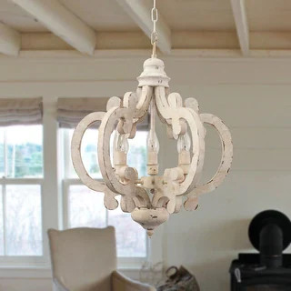 Cottage Chic Crown 6-light Farmhouse Wood Chandelier - Antique | Bed Bath & Beyond