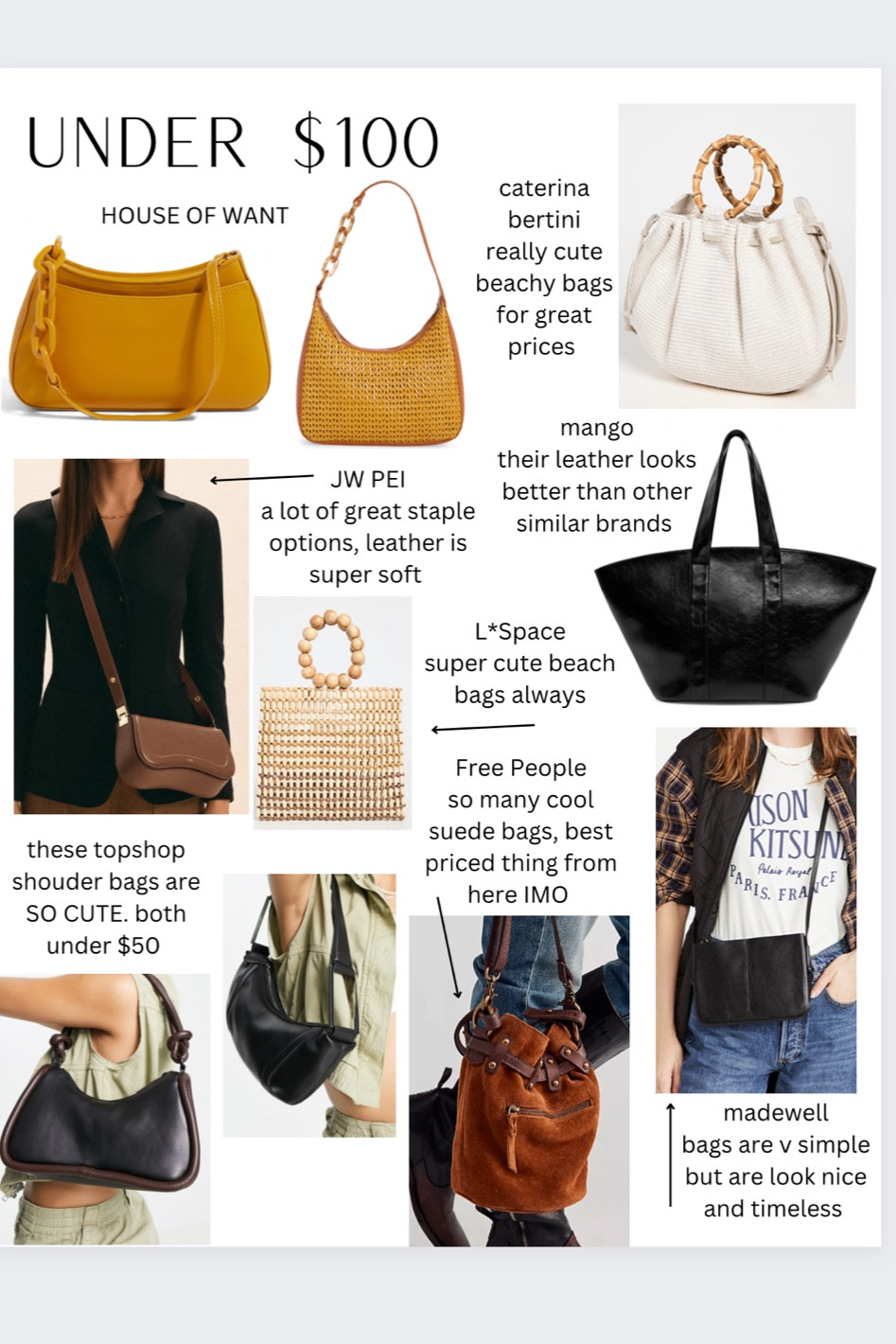 under $100 finds for 2023!! the Topshop bags are my top picks they’re so cute 

#LTKFind #LTKSeasonal #LTKsalealert