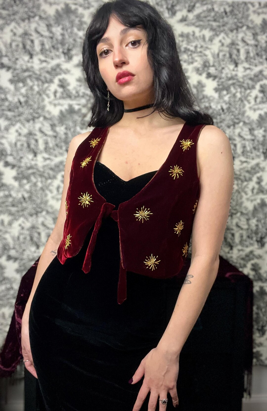 Handmade Custom Velvet Embroidered Women's Vest - Handmade Maximalist Witchy Top | Etsy (US)