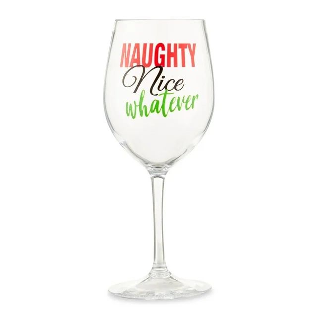 Naughty, Nice, Whatever Plastic Christmas Wine Glass by Holiday Time | Walmart (US)